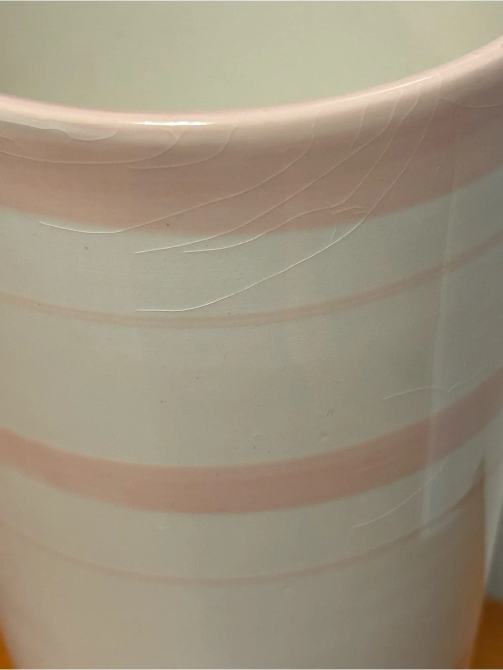 Striped Pink and White Ceramic Vase - Home Accents